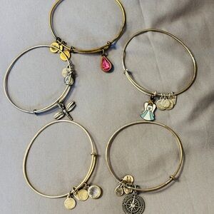 Alex & Ani Set of 5 Bracelets Charms Angel Pink Dragonfly Mother